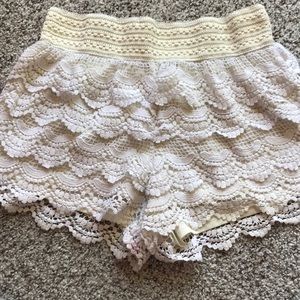Off-white lace shorts